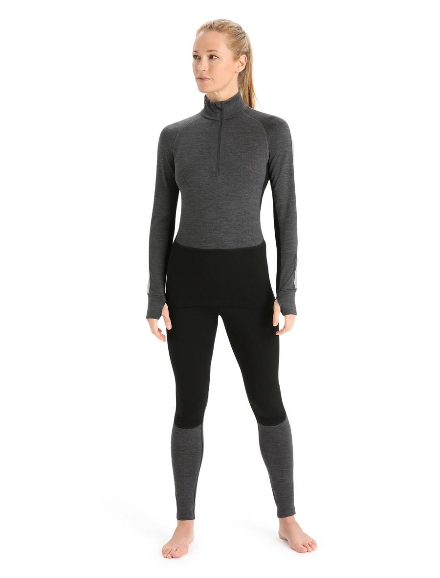 Jet Heather / Black Icebreaker 260 ZoneKnit™ Merino Long Sleeve Half Zip Women's Base Layers | AU 1880TCEV